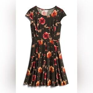 KAILEIGH olive green & floral dress